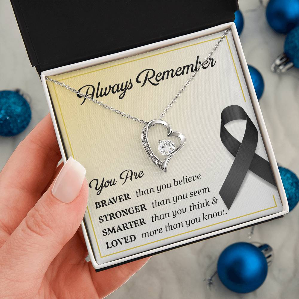 Black Ribbon Grief Support Necklace for Women