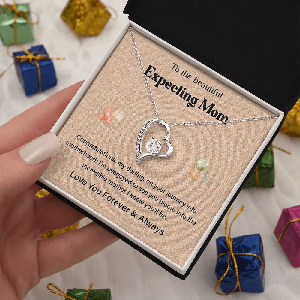 To The Beautiful Expecting Mom, Beautiful Expecting Mom Necklace Gift Best Necklace Gift For Expecting Mother Journey Into Motherhood Necklace Gift Necklace With Heartfelt Message Thoughtful Necklace Gift Best Mother’s Day Necklace Gift