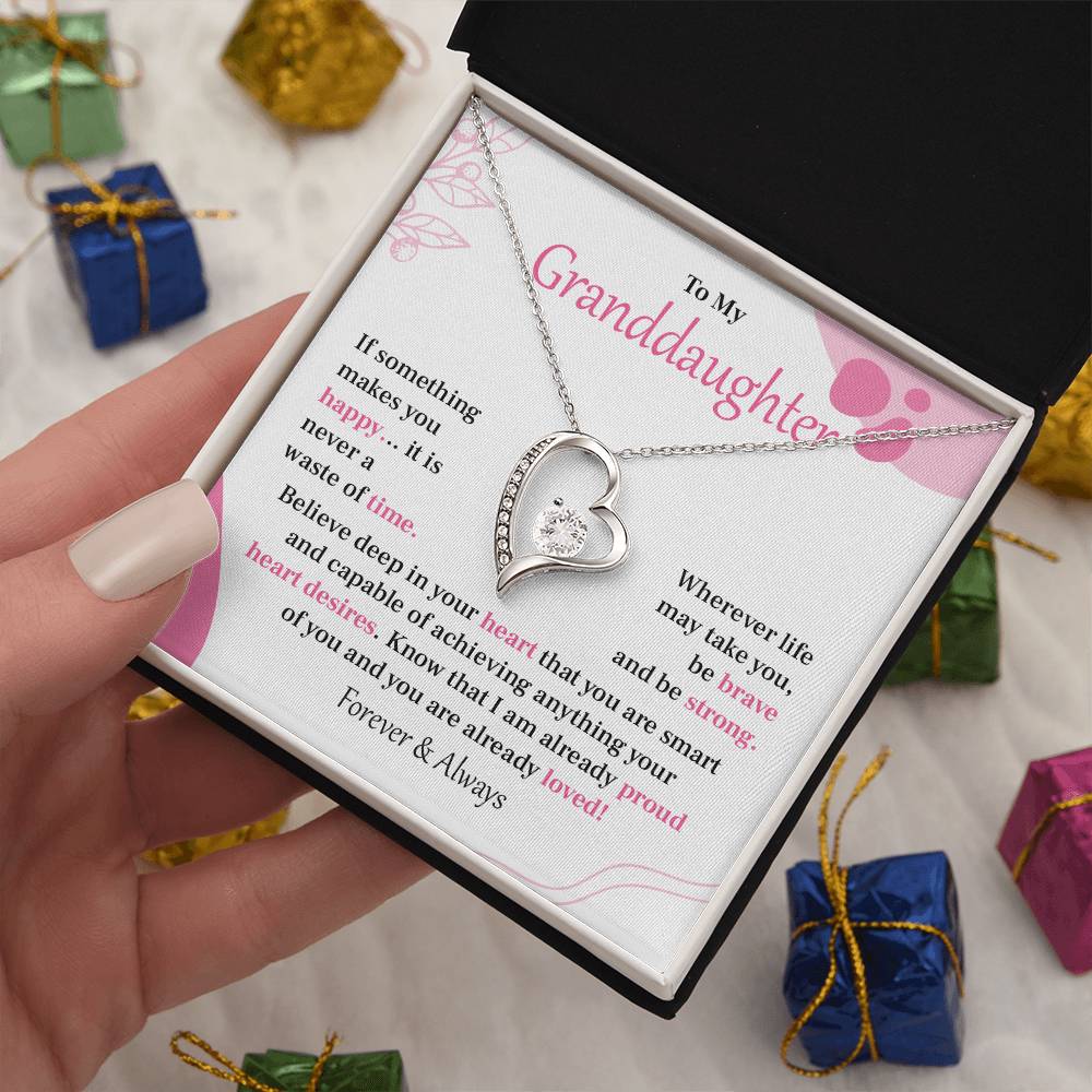 Encouraging Granddaughter Necklace with Heartfelt Message