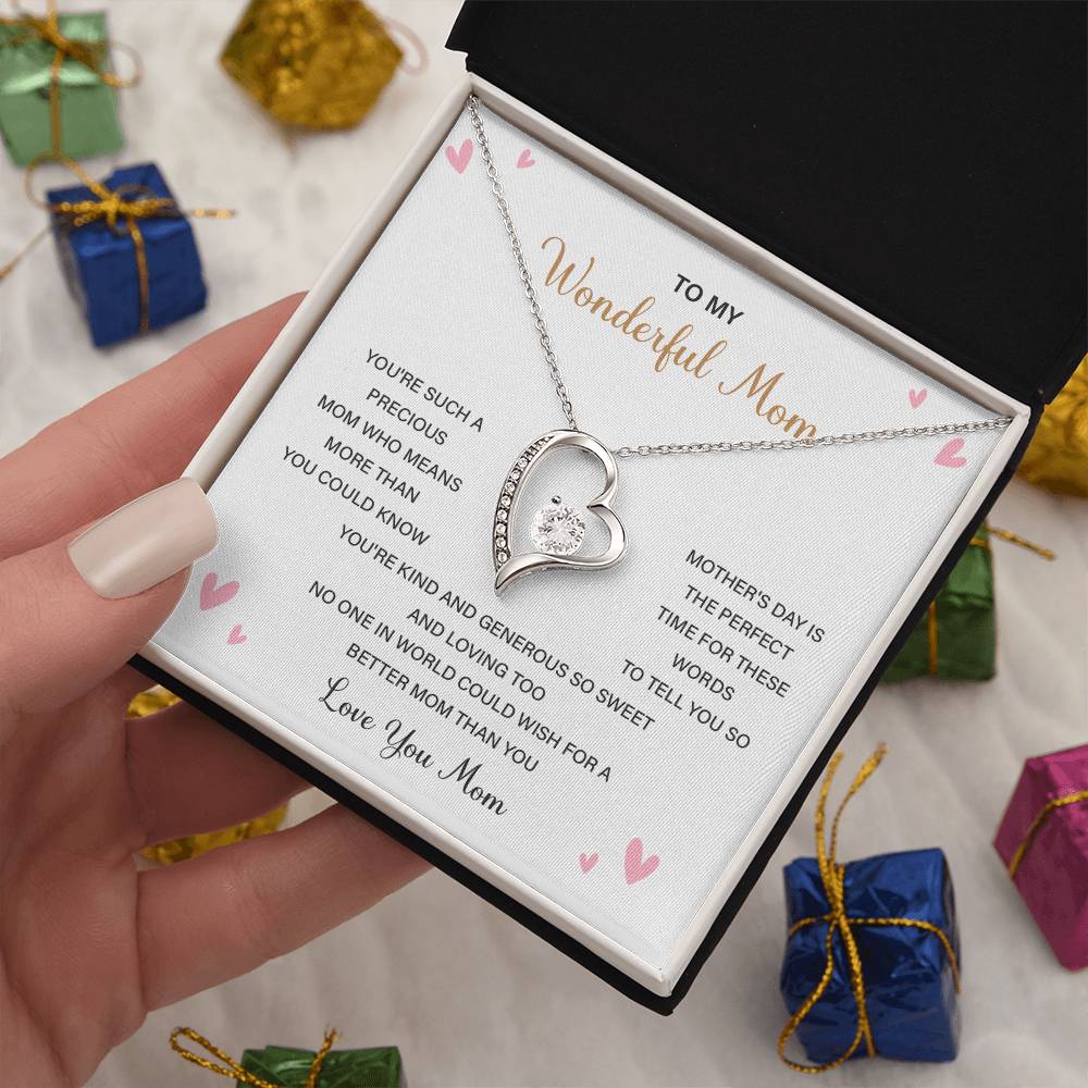 Love Shape Necklace Gift for Mom With Sweet Card & Box