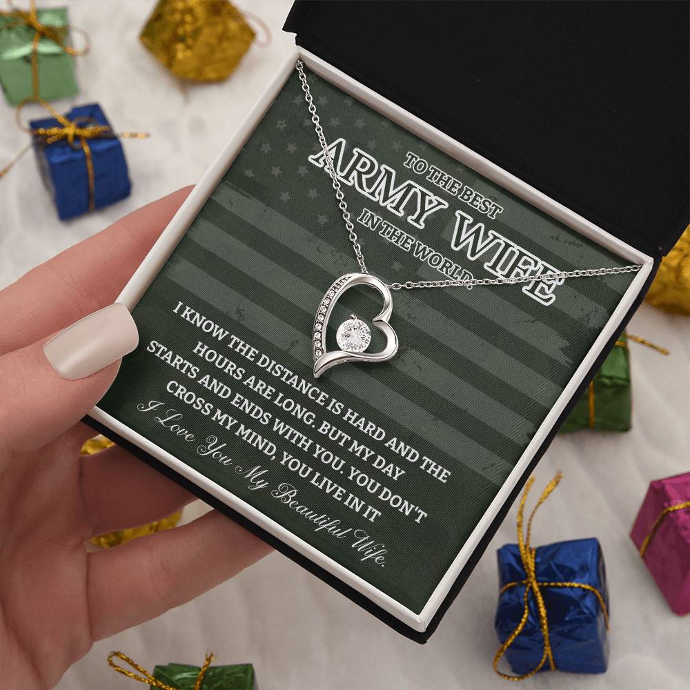 Army Wife Necklace - To The Best Wife In The World, A Heartfelt Gift Of Love Across Distance - Tribute To My Beautiful Wife