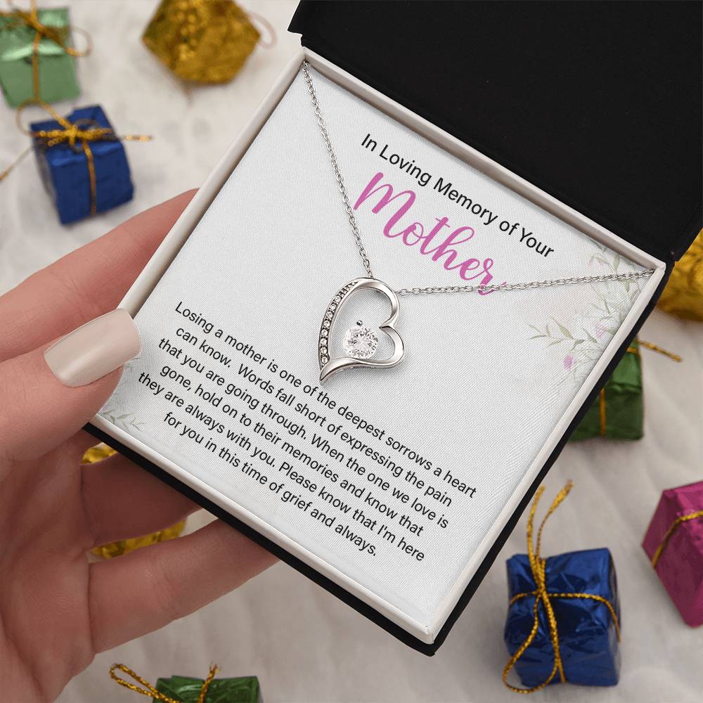In Loving Memory Necklace For Mother – Sentimental Memorial Jewelry Gift, Her Love Lives On,' Comforting Keepsake For Support And Treasured Memories