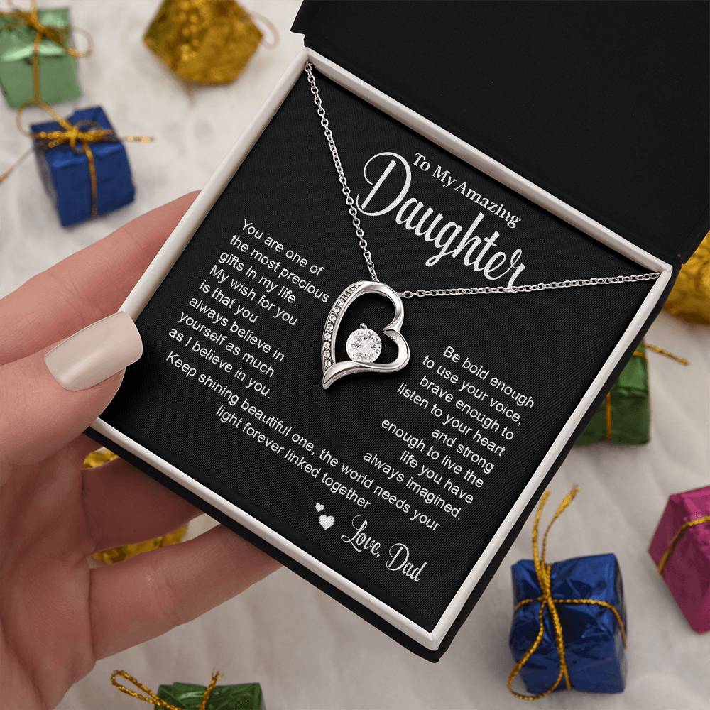 Daughter Necklace Gift from Dad with Message Card