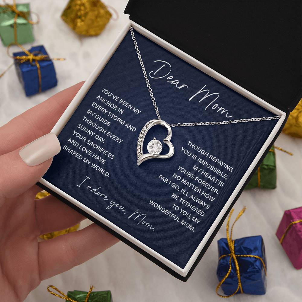 Dear Mom Mom Anchor Necklace Mother’s Love Gift Wedding Necklace Birthday Gift Necklace Guide Necklace Appreciation Pendant Anniversary Mom Gift Christmas Pendant Mom-child Bond Necklace Grandma Love Gift Valentine Necklace Gift