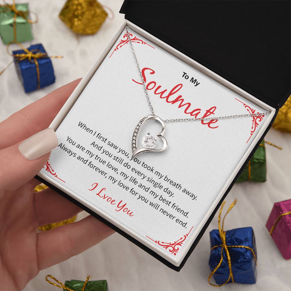 Soulmate Necklace Gift for Wife – I Love You Message Card