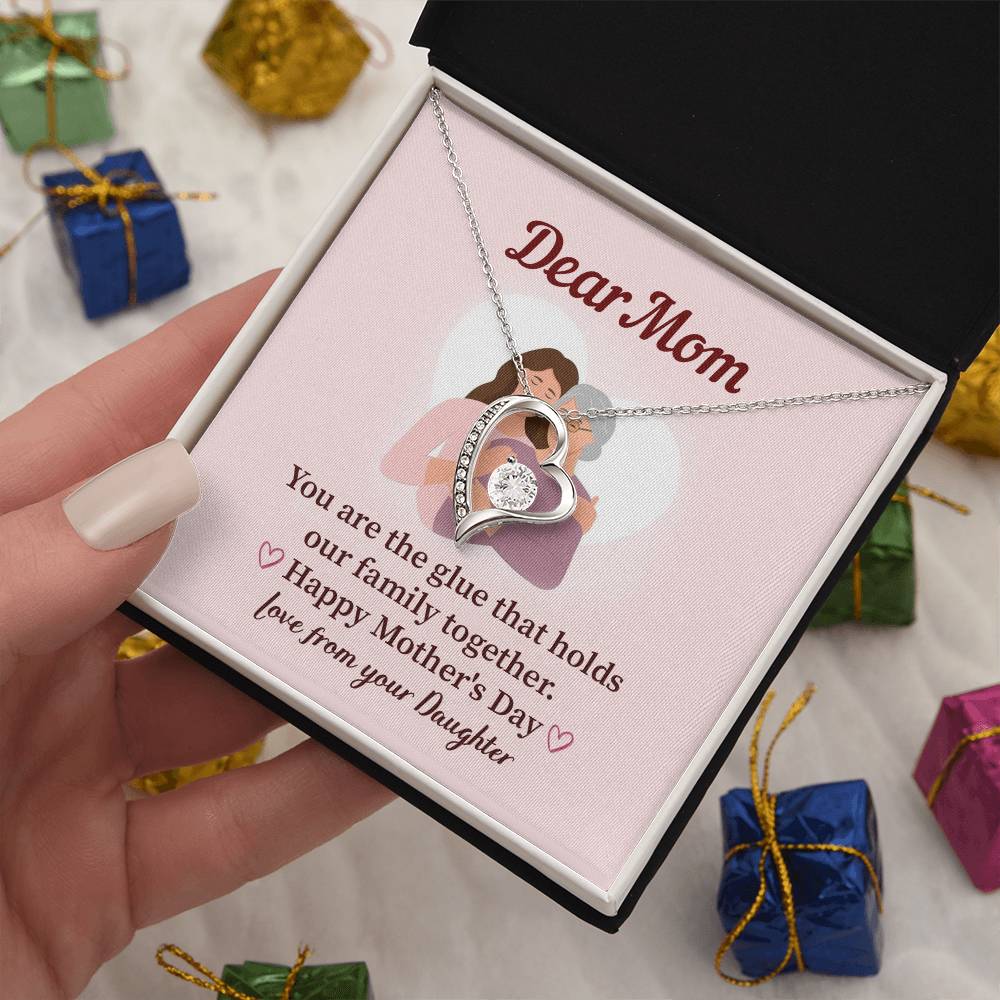 Dear Mom Family Glue Pendant Elegant Jewelry For A Mother’s Day Gift Sweet Gift For A Wonderful Woman Heartfelt Necklace Sentimental Jewelry Thank You Pendant Gift For A Special Mom Sweet Pendant For Family Love