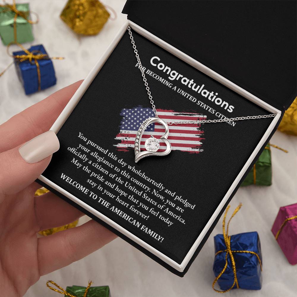 Congratulations Necklace For New U.s. Citizen Necklace For New U.s. Citizen Gift For U.s. Citizenship Success Necklace With Citizenship Message U.s. Citizenship Celebration Gift Jewelry For New U.s. Citizen Necklace For Citizenship Pledge