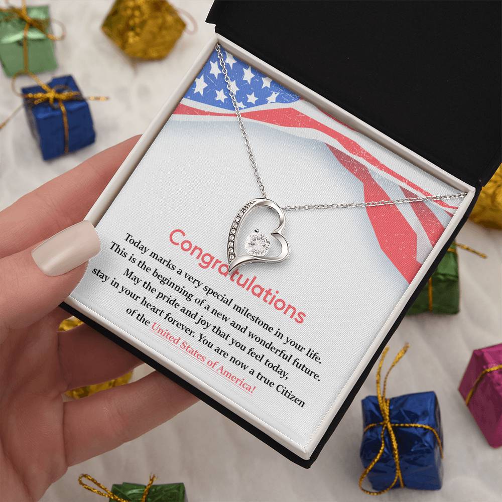 Congratulations Necklace For New U.s. Citizen Necklace For New U.s. Citizen Gift For New American Citizen Necklace With Citizenship Message Necklace For Official U.s. Citizen Gift For New U.s. Patriot Jewelry For New U.s. Citizen Jewelry For U.s.