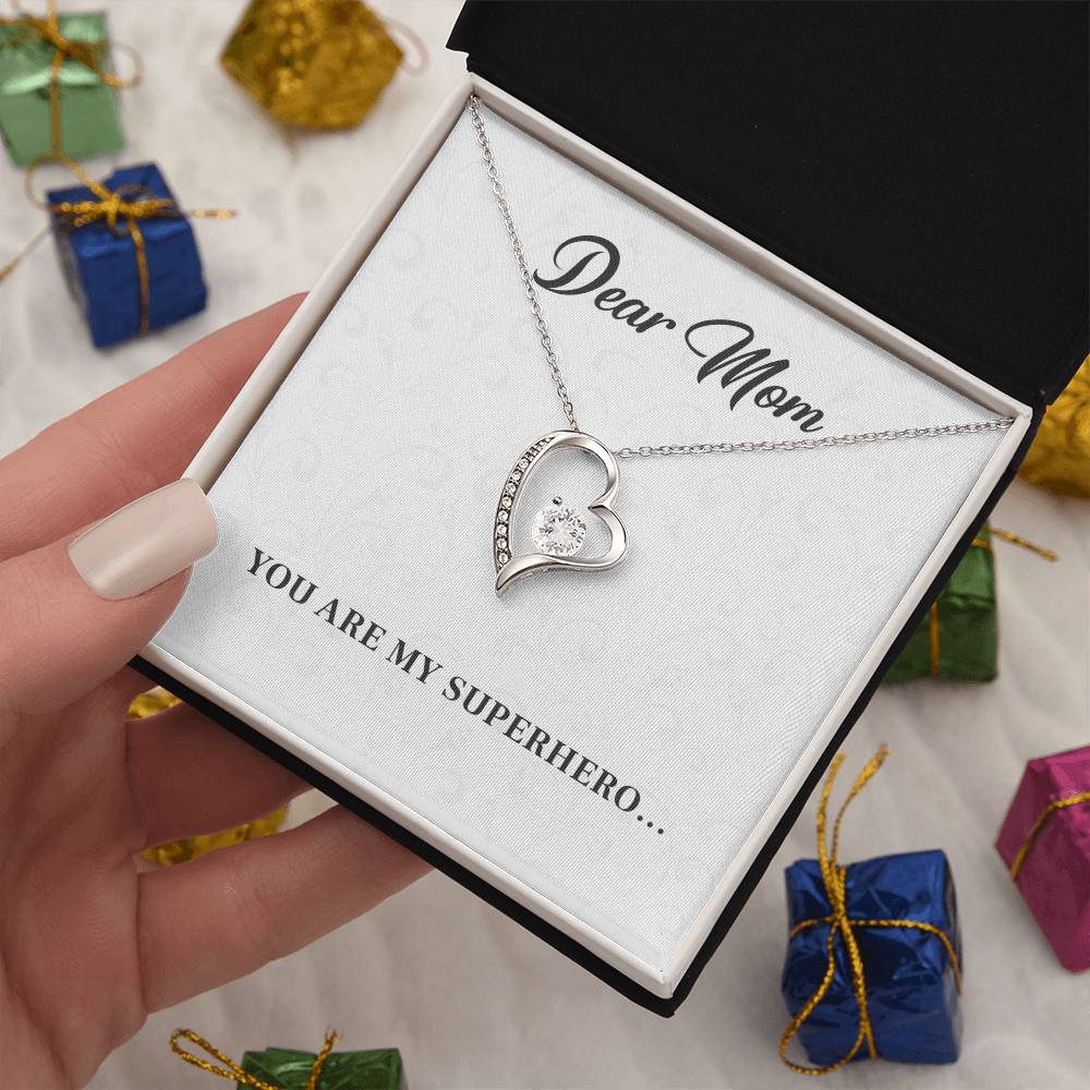 Dear Mom, Inspirational Gift Necklace For Mother Heart Pendant Necklace Best Friend Necklace For Loving Necklace With Message Of Love And Admiration Best Christmas Necklace Gift Best Family Necklace Gift Superhero Mom Necklace Gift