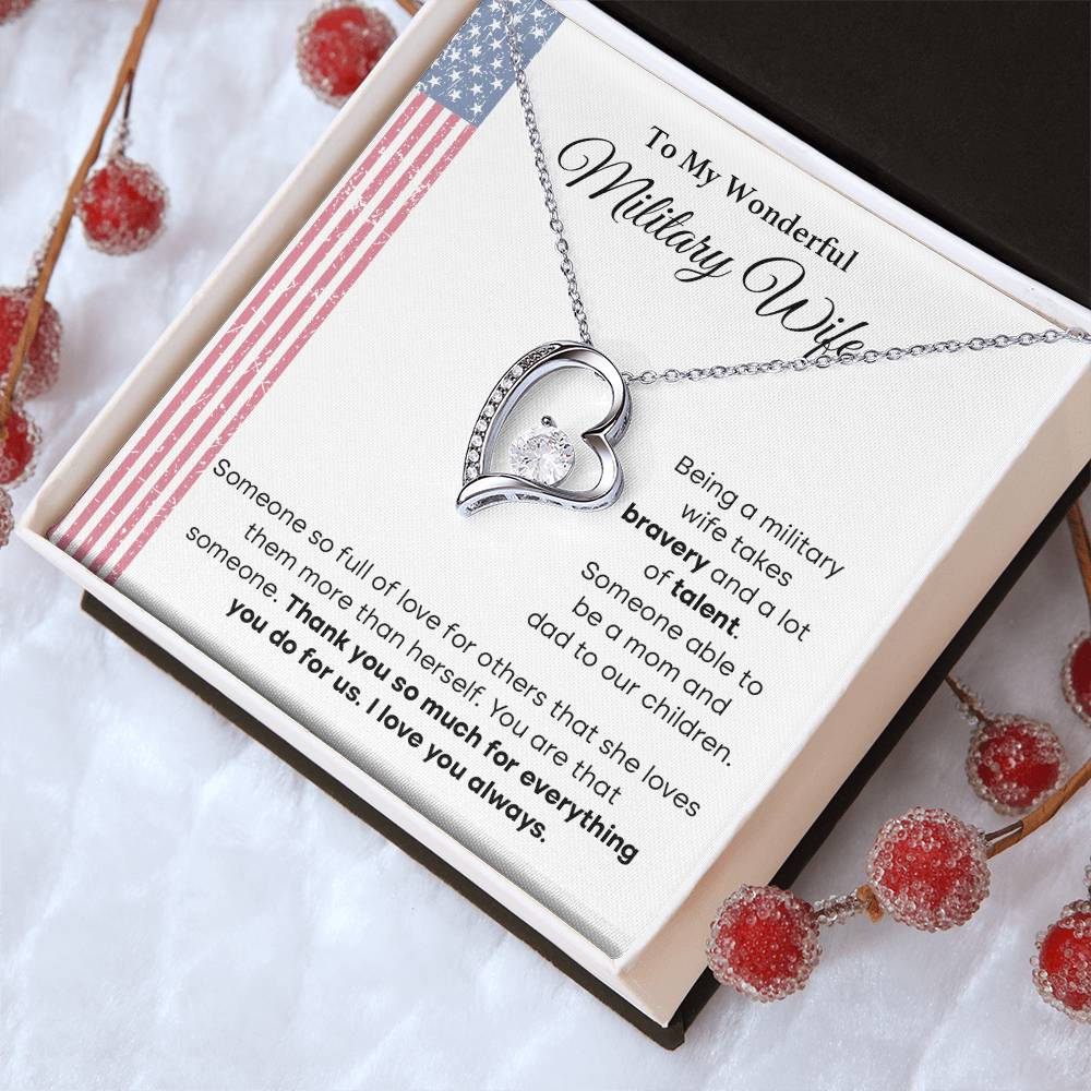 To My Wonderful Military Wife Heartfelt Jewelry Gift Military Wife Jewelry Supportive Necklace For Wives Bravery And Strength Jewelry Love And Appreciation Necklace Thank You Jewelry Gift Forever Loved Necklace Unique Jewelry For Wives