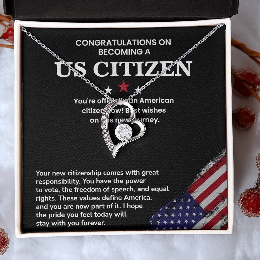 Congratulations Necklace For New U.s. Citizen Necklace For New U.s. Citizen Necklace With Citizenship Message Necklace For Official U.s. Citizen Necklace For New U.s. Patriot Jewelry For New U.s. Citizen Gift For U.s. Citizenship Ceremony