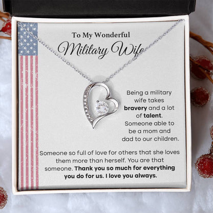 To My Wonderful Military Wife Heartfelt Jewelry Gift Military Wife Jewelry Supportive Necklace For Wives Bravery And Strength Jewelry Love And Appreciation Necklace Thank You Jewelry Gift Forever Loved Necklace Unique Jewelry For Wives