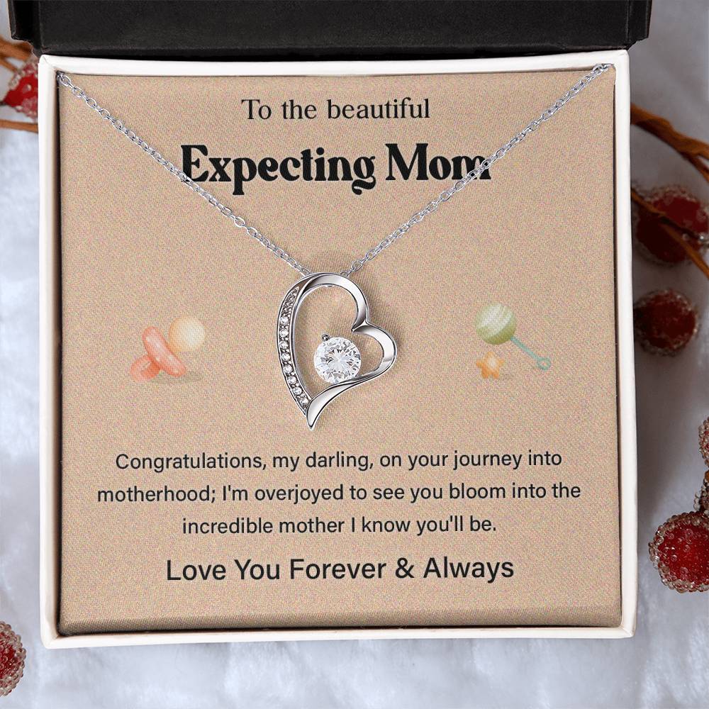 To The Beautiful Expecting Mom, Beautiful Expecting Mom Necklace Gift Best Necklace Gift For Expecting Mother Journey Into Motherhood Necklace Gift Necklace With Heartfelt Message Thoughtful Necklace Gift Best Mother’s Day Necklace Gift