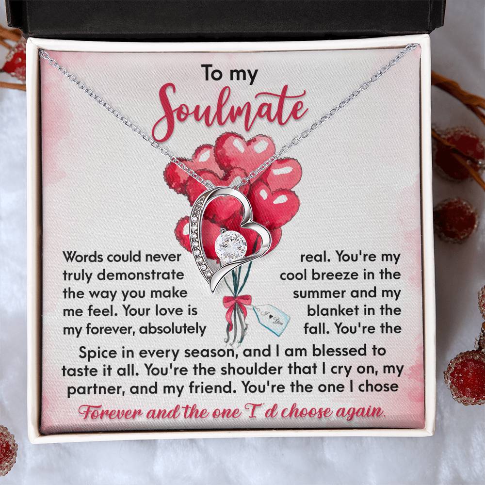 To My Soulmate Necklace Gift, Words Could Never Truly Demonstrate The Way You Make Me Feel. Soulmate Necklace For Wife, Girlfriend, Fiance Jewelry Necklace Gift On Anniversary, Birthday, Valentine's Day Necklace.