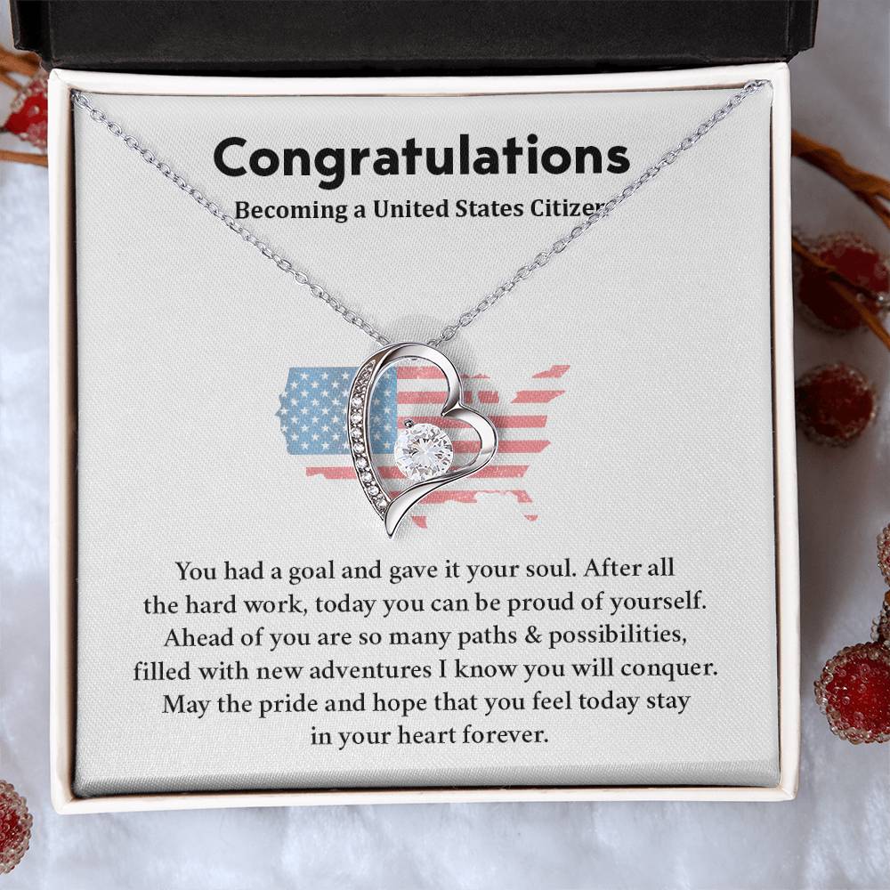 Congratulations Necklace For New U.s. Citizen  Necklace For New U.s. Citizen Gift For U.s. Citizenship Ceremony Necklace For Achieving U.s. Citizenship Jewelry For New U.s. Citizen Gift For U.s. Citizenship Achievement Necklace For U.S Citizenship Journey