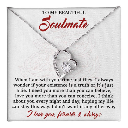 Soulmate Necklace Gift for Her with Message Card