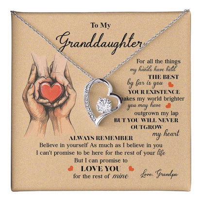Granddaughter Necklace from Grandpa with Message Card