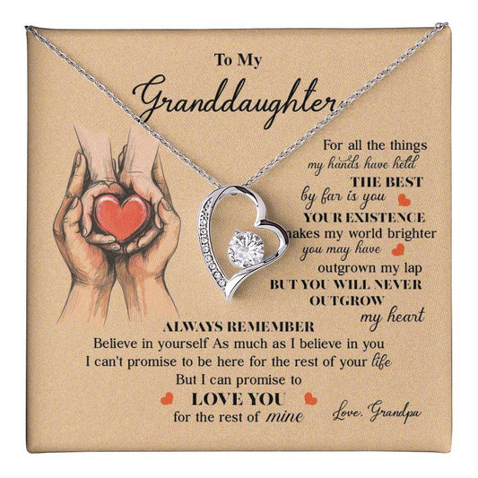 Granddaughter Necklace from Grandpa with Message Card