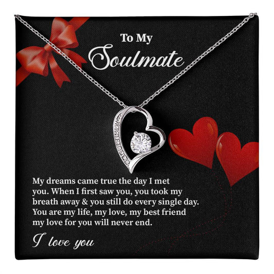 Soulmate Heart Necklace Gift for Her with Card
