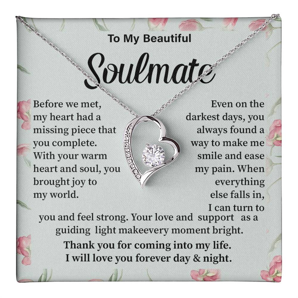 Soulmate Necklace Gift for Her – Romantic Message Card
