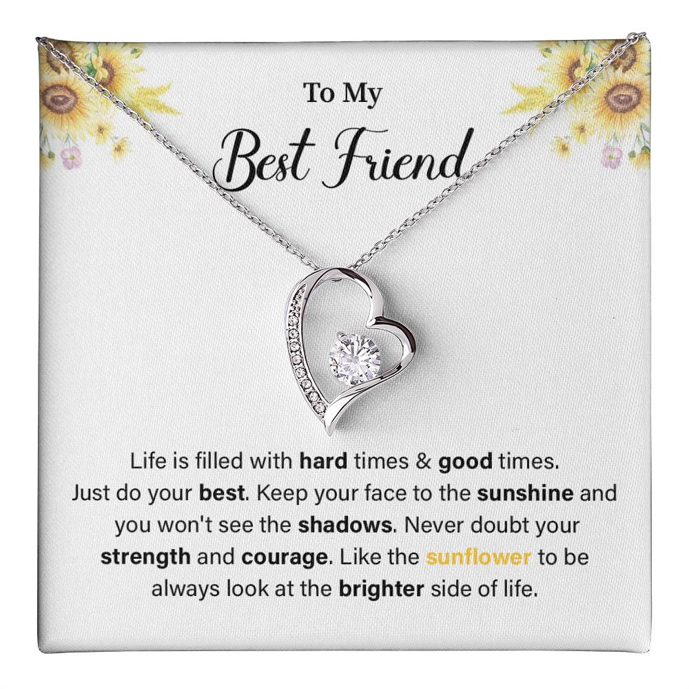Sunflower Heart Necklace for Best Friend with Message Card