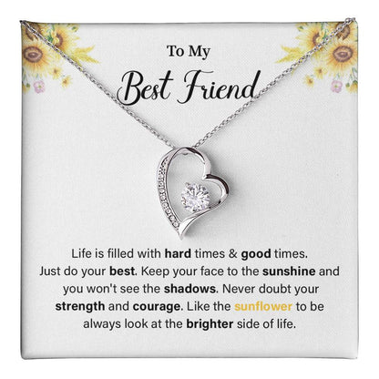 Sunflower Heart Necklace for Best Friend with Message Card