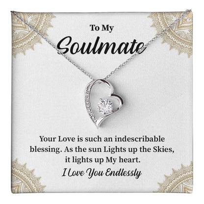 Soulmate Gift for Her with Heart Pendant Message
