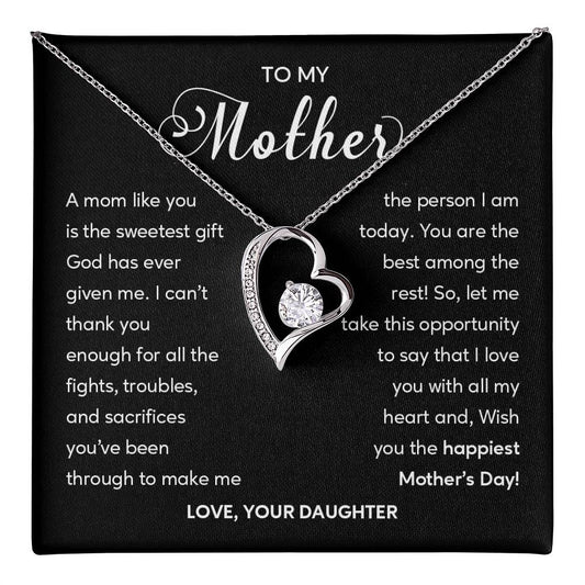 Heart Shape Necklace For Mom From Daughter With Gift Box