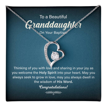 Granddaughter Baptism Necklace Gift with Message Card
