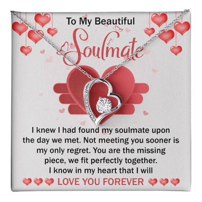 Soulmate Necklace Gift for Her with Love Note