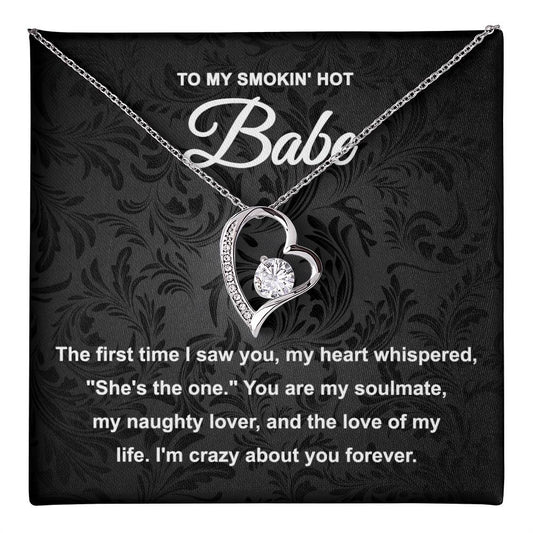 Hot Babe Necklace Gift for Girlfriend – Heart Pendant & Card