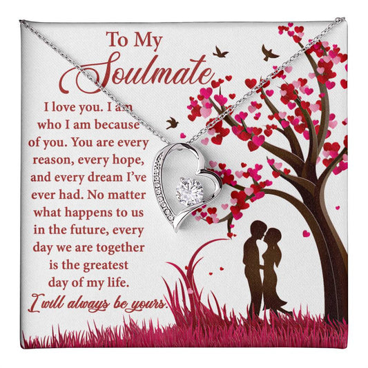 Soulmate Necklace Gift for Her – Romantic Message Card