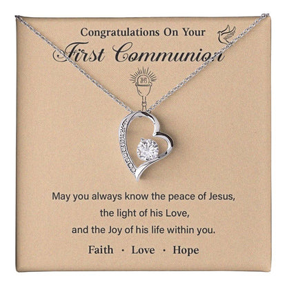 First Communion Necklace Gift with Message Card