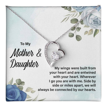 Mother Daughter Heart Necklace with Message Card