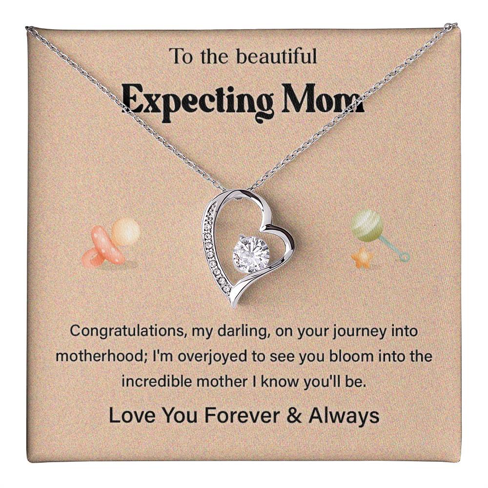 To The Beautiful Expecting Mom, Beautiful Expecting Mom Necklace Gift Best Necklace Gift For Expecting Mother Journey Into Motherhood Necklace Gift Necklace With Heartfelt Message Thoughtful Necklace Gift Best Mother’s Day Necklace Gift