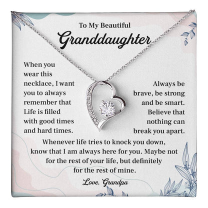 Granddaughter Necklace from Grandpa – Encouraging Message Card