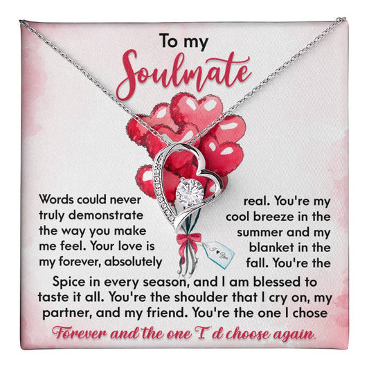 Soulmate Necklace Gift for Girlfriend with Message Card