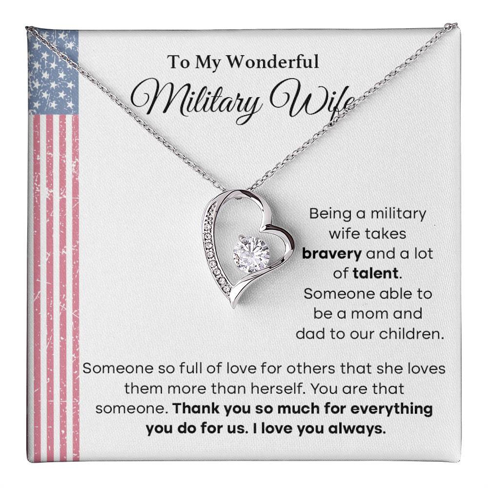 To My Wonderful Military Wife Heartfelt Jewelry Gift Military Wife Jewelry Supportive Necklace For Wives Bravery And Strength Jewelry Love And Appreciation Necklace Thank You Jewelry Gift Forever Loved Necklace Unique Jewelry For Wives