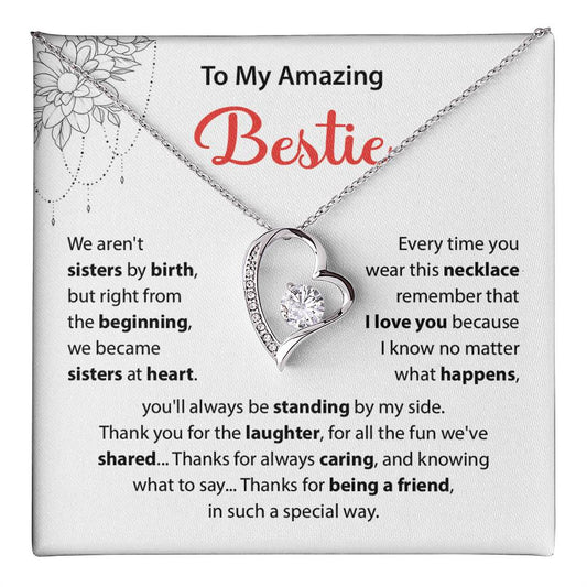 Bestie Heart Necklace Gift with Friendship Note
