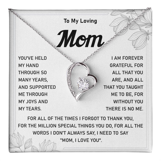 Heart Necklace Gift for Loving Mom from Daughter or Son