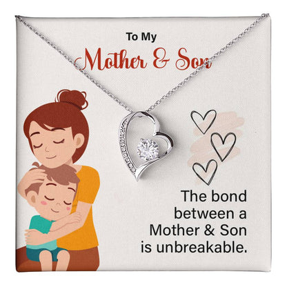 Mother and Son Necklace Gift with Unbreakable Bond Card