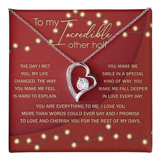 Romantic Necklace Gift for Partner – Message Card & Box