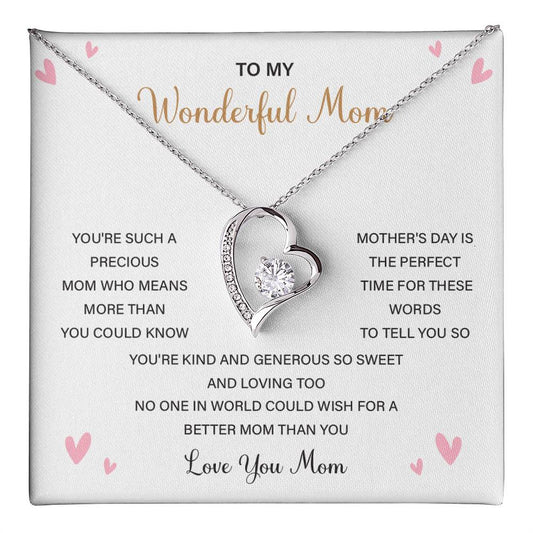Love Shape Necklace Gift for Mom With Sweet Card & Box