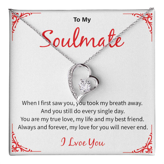Soulmate Necklace Gift for Wife – I Love You Message Card