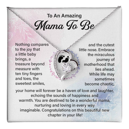 Mama To Be Heart Necklace with Baby Message