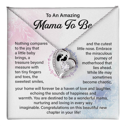 Mama To Be Heart Necklace with Baby Message