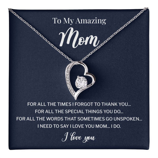 To My Mom Necklace Gift With Thank You Message Card