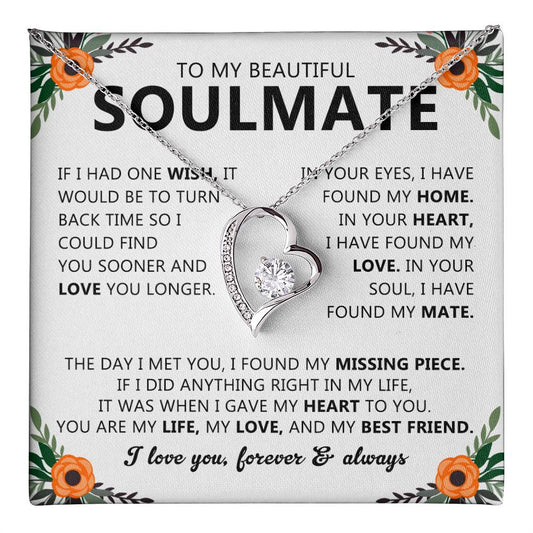 Soulmate Heart Pendant Necklace with Love Note