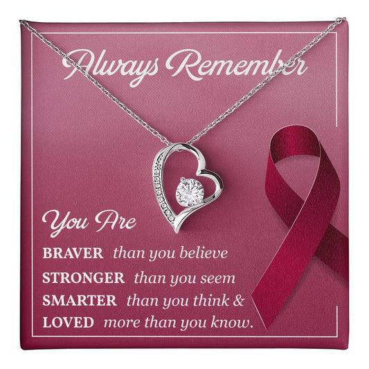 Burgundy Ribbon Encouragement Necklace for Her