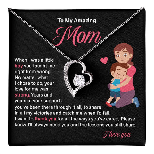 Heart Necklace Gift for Mom from Son – Thank You Mom